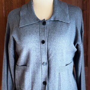 Verve Ami Gray L/S Button Down Cardigan, Sz M, EUC